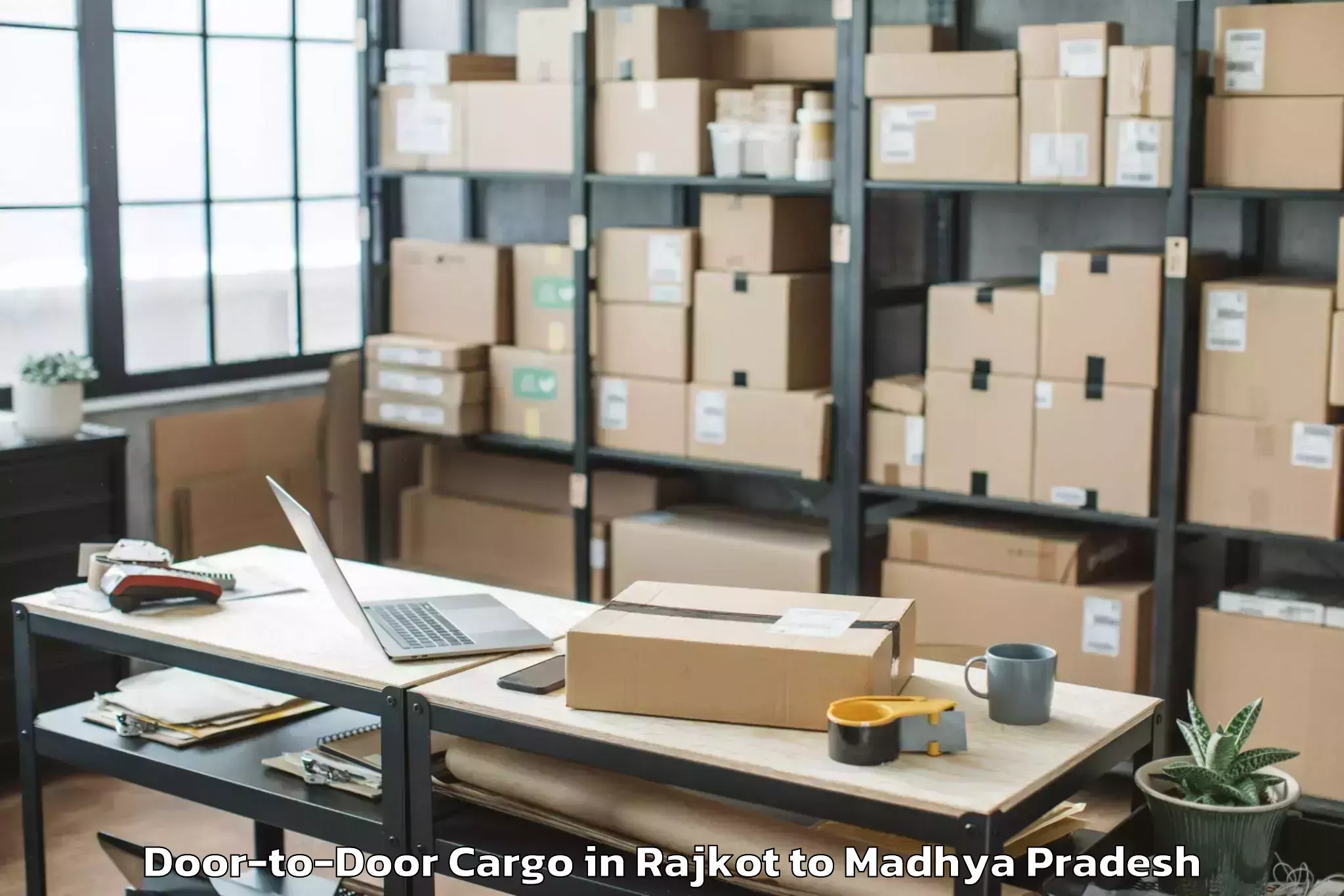 Top Rajkot to Dabra Pichhore Door To Door Cargo Available